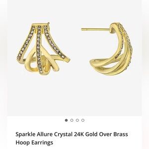 Sparkle Allure Crystal 24K Gold Over Brass Hoop Earrings